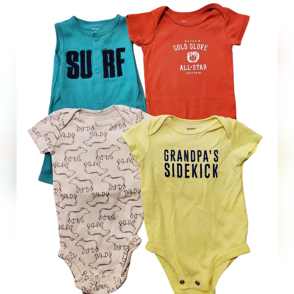 Carter's Baby Bodysuit Set - Surf, Gold Glove, Grandpa's Sidekick